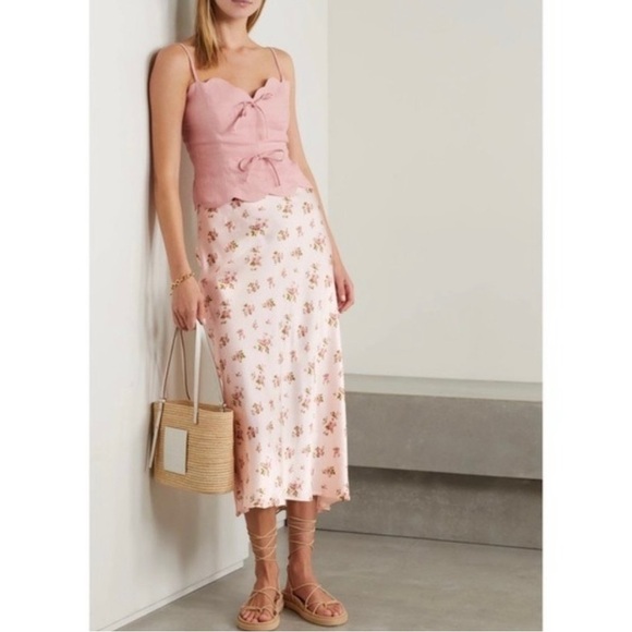 Reformation silk blush pink floral skirt - Picture 5 of 6